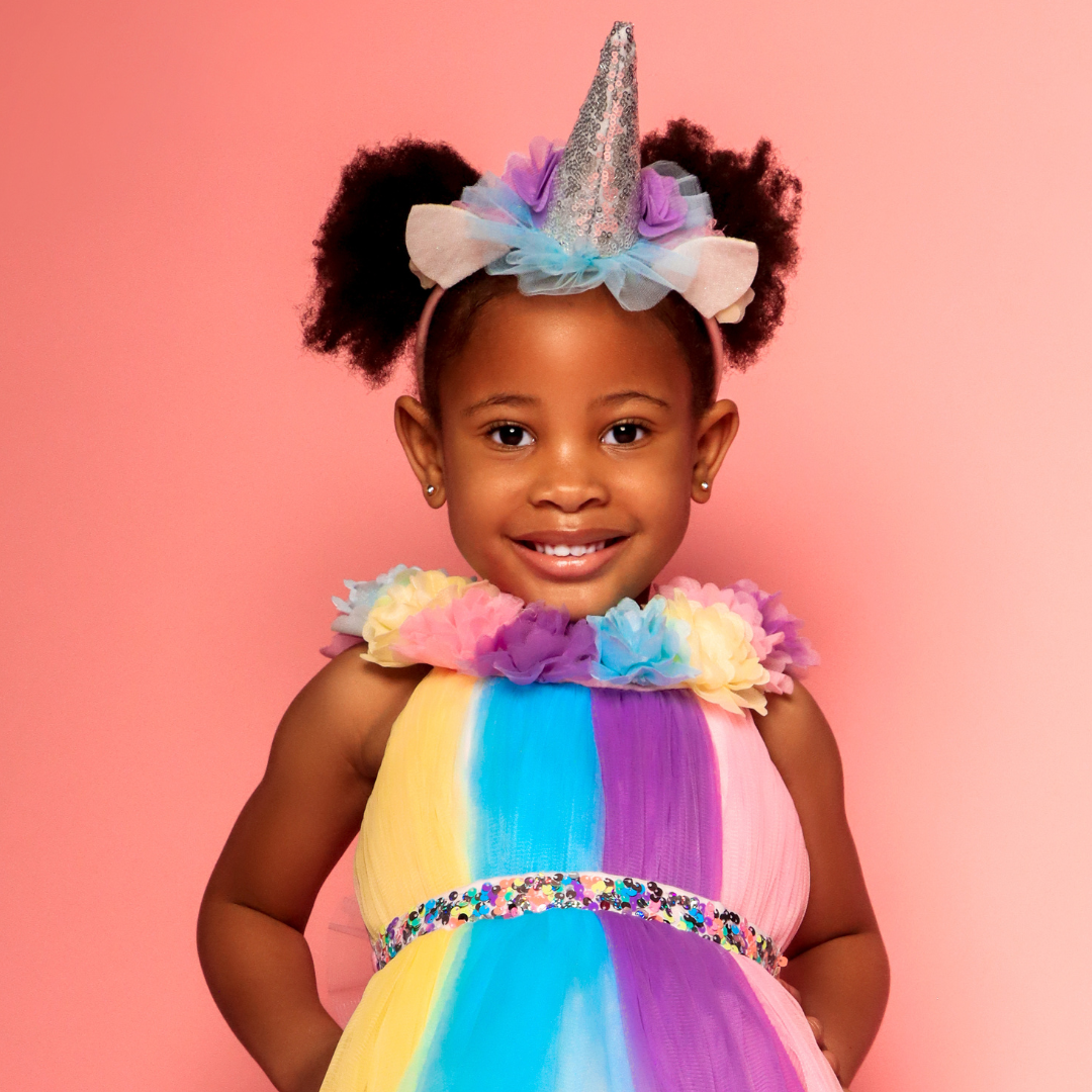 A rainbow 2025 unicorn dress