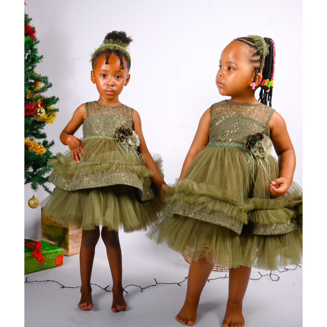 Olive green baby girl dress hot sale