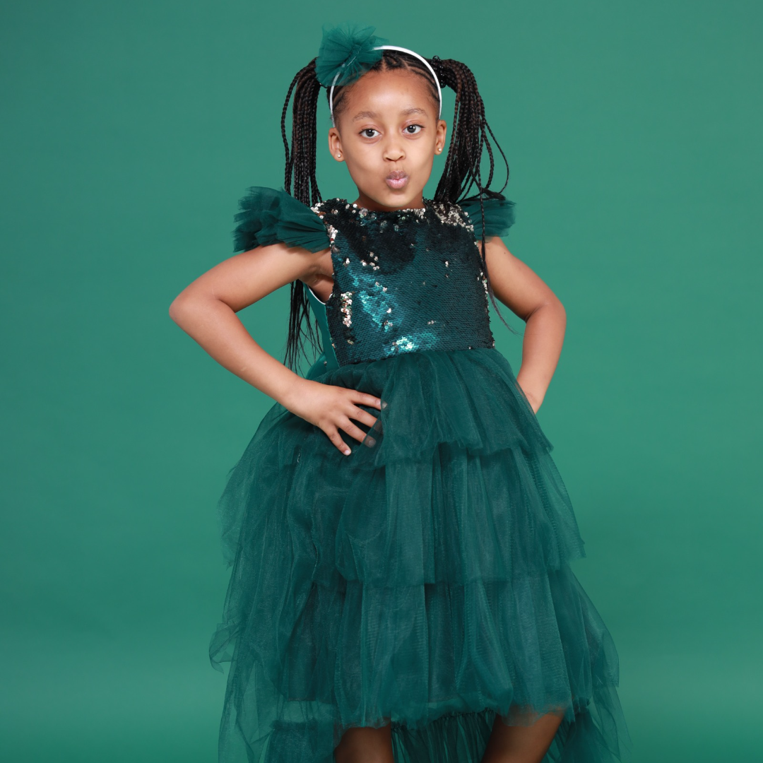 Forest Green Dress Malimu Kids