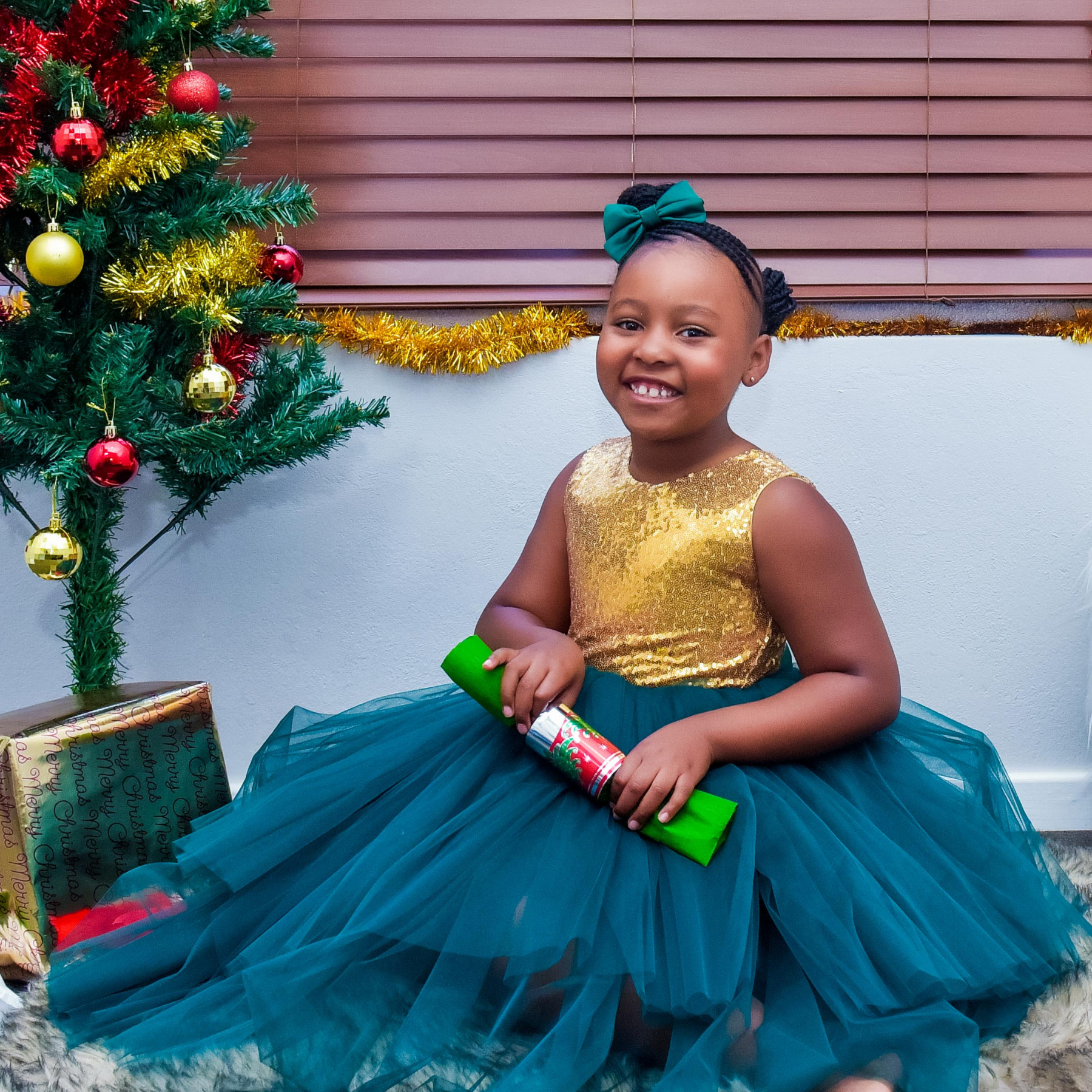 Green and Gold Sequence Dress Malimu Kids
